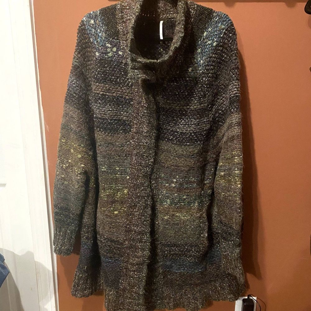 GUC FREE PEOPLE HIGHLAND MARLED OVERSIZED CARDIGAN WITH SNAPS SIZE MEDIUM
